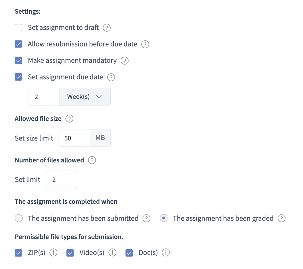 Configure assignment guidelines