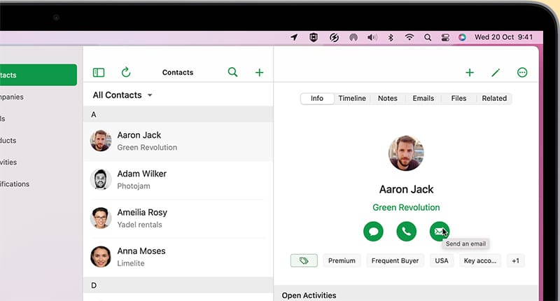 Shortcuts for macOS - Bigin by Zoho CRM