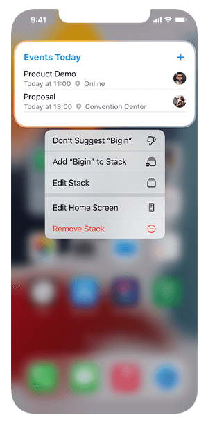 Widgets in iOS - Bigin by Zoho CRM